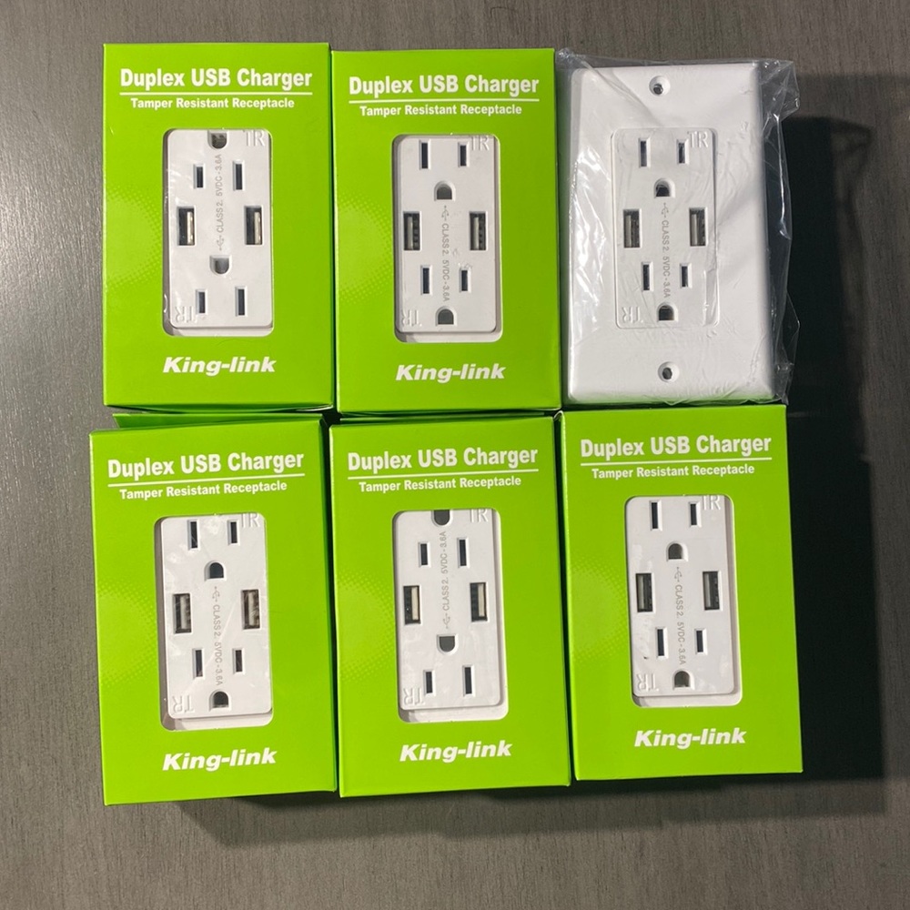 **Duplex USB Outlet Chargers** (6 Pack)